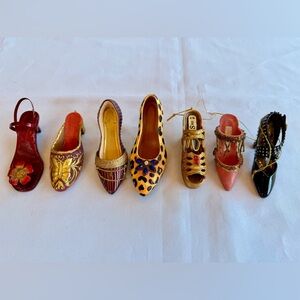 Seven Christmas Ornaments High Heels Miniature Figurines Shoe Collection